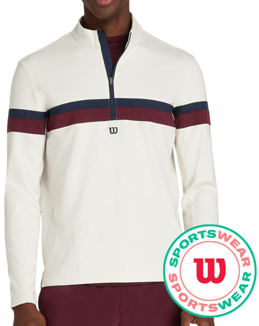 Теннисная футболка Wilson Elevate Performance Half-Zip Longsleeve - sandrift