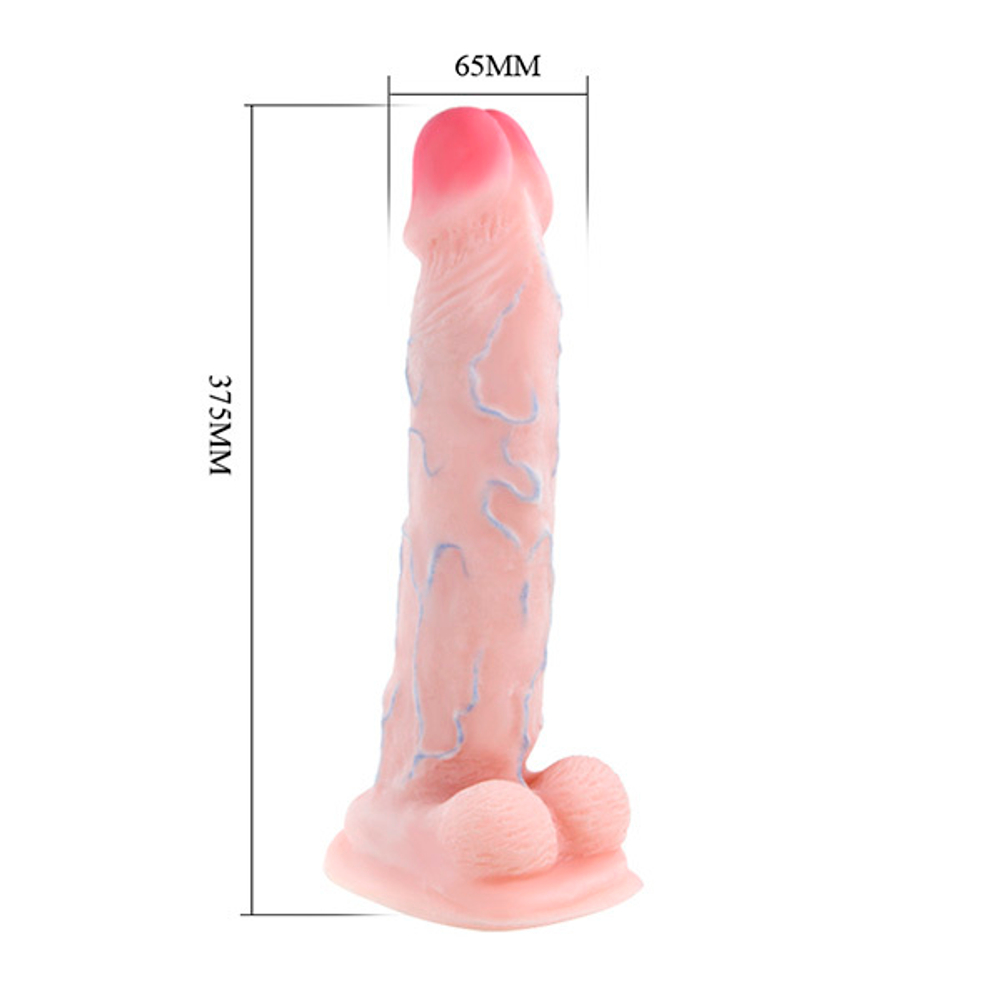 Телесный фаллоимитатор-гигант 37,5см на присоске Baile Super Warrior BW-008077NG