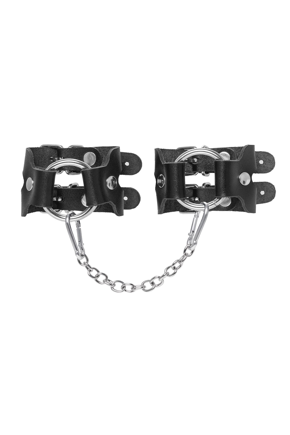 Черные кожаные наручники-браслеты из двух ремешков (Цвет: черный)