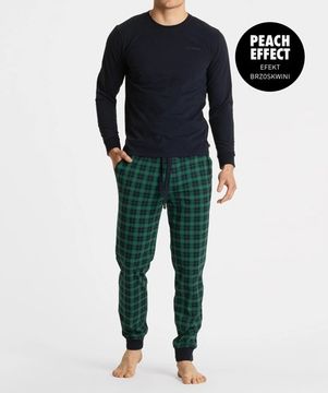 Пижама мужская с длинным рукавом и брюками Atlantic NMP-361/08, темно-синий + зеленый