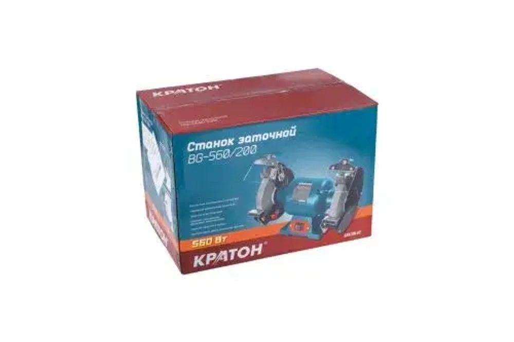 Станок заточной Кратон BG 560/200 (560 Вт, Размеры шлифовального круга 200х32х25 мм, Резиновые съемные амортизаторы)