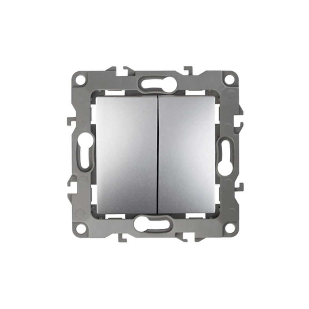 12-1104-03 ЭРА Выключатель двойной, 10АХ-250В, IP20, Эра12, алюминий