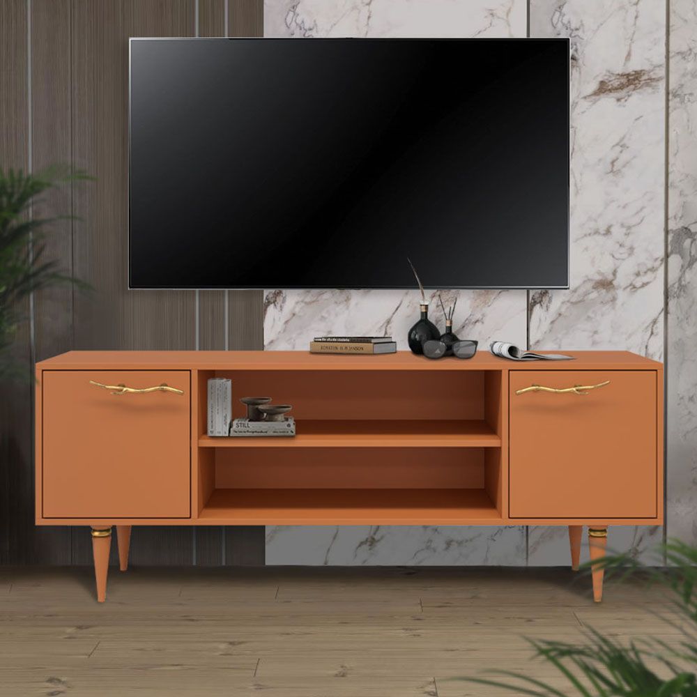Тумба под ТВ Арт Колор matte 155см Классик Голд Томленый оранжевый матовый