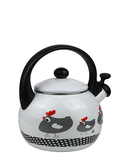 Чайник 2,2 л. эмалированный со свистком Kamille KM 1032 с черной бакелитовой ручкой