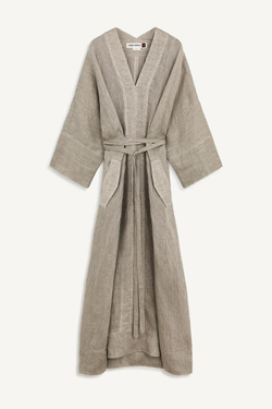 ZARA ПЛАТЬЕ-КИМОНО ИЗ 100% ЛЬНА, ХАКИ