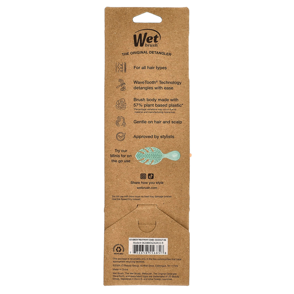 Wet Brush, Go Green, расческа для распутывания волос, 1 шт.