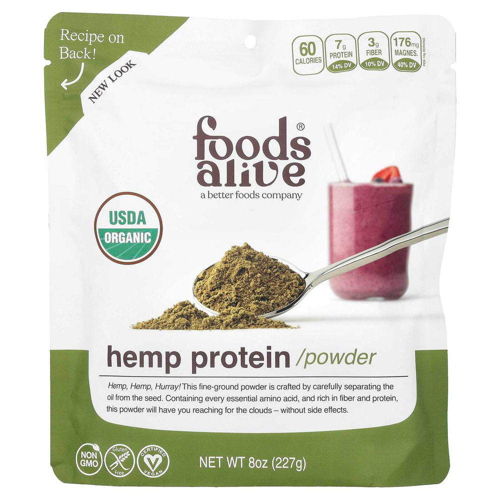 Foods Alive, Порошок из органического конопляного протеина, 227 г (8 унций)