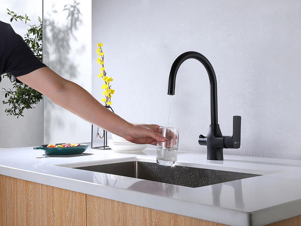 Смеситель для кухни Lemark Ursus LM7261BL Черный матовый