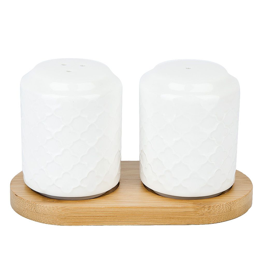 Набор для специй солонка/ перечница " " 12,5х6,5х7,5см на бамбуковой подставке