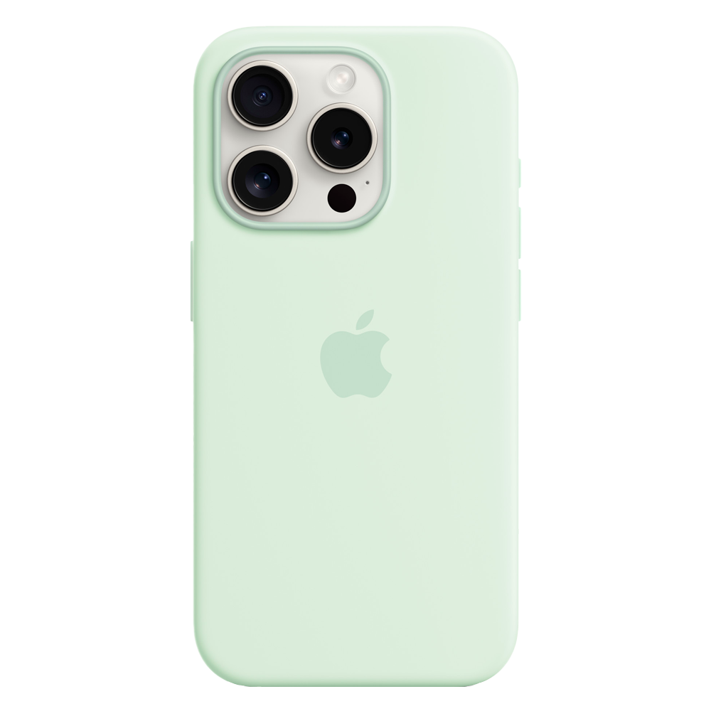 Силиконовый чехол с поддержкой MagSafe Apple Silicone Case для iPhone 15 Pro, Soft Mint (Пастельно-мятный)