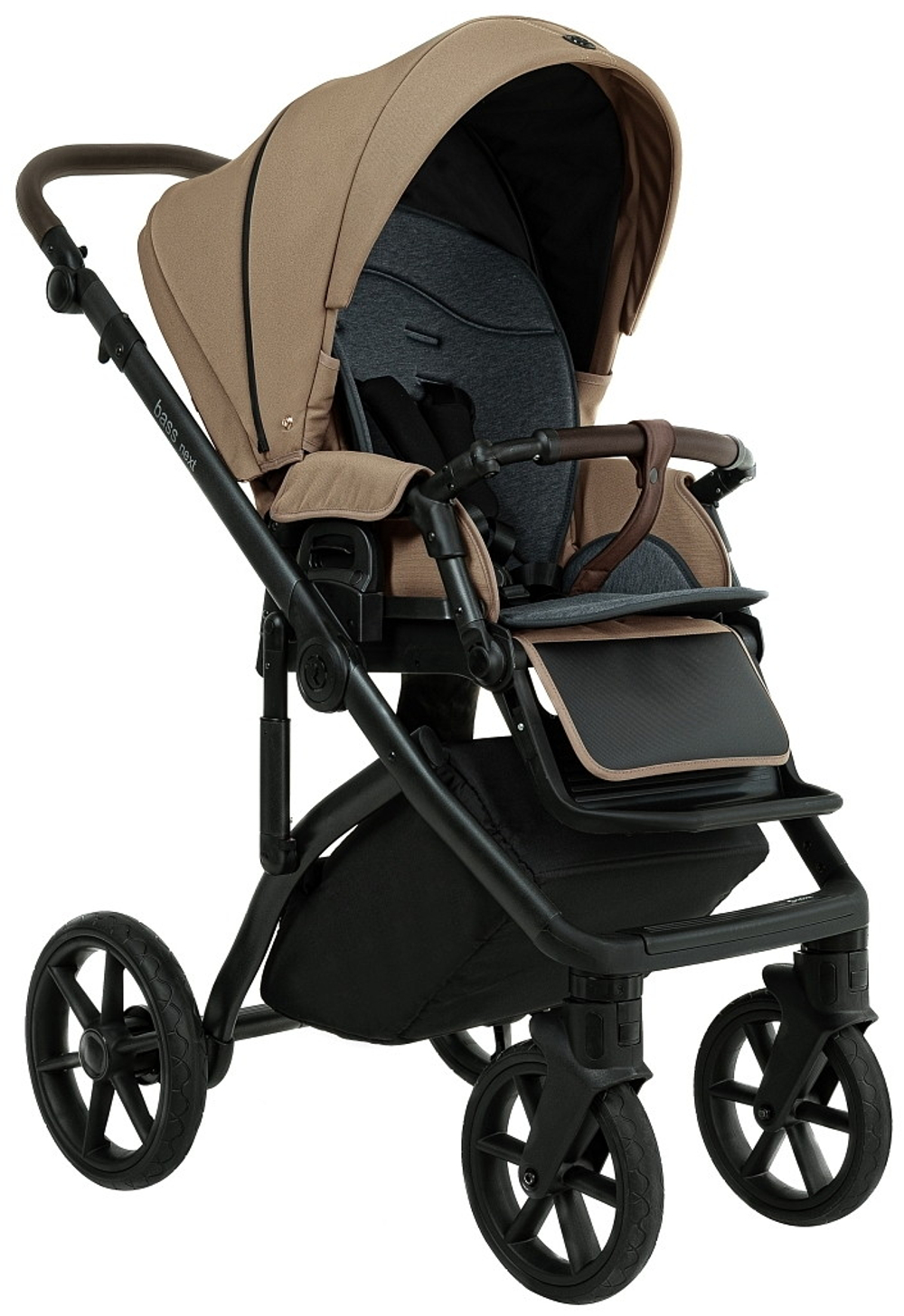 Детская коляска Roan Bass Next 2.0 3 в 1 с автокреслом Pituso Baesa Pro Black BSN/42/2 Mocha Mousse/Black/руч.Cappuccino