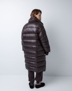 Пуховик двубортный темный шоколад