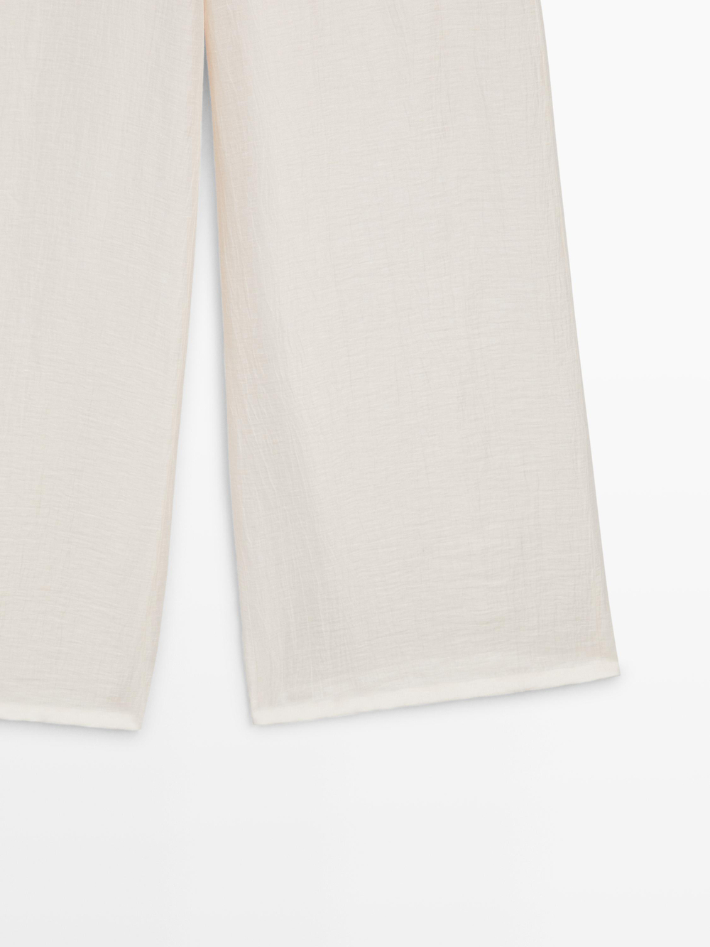 Massimo Dutti Струящиеся брюки из смесовой льняной ткани с декоративным поясом, белый