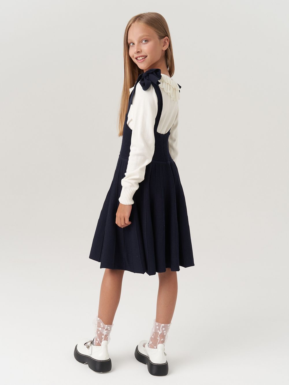 Сарафан школьный для девочки AT972-218 синий
