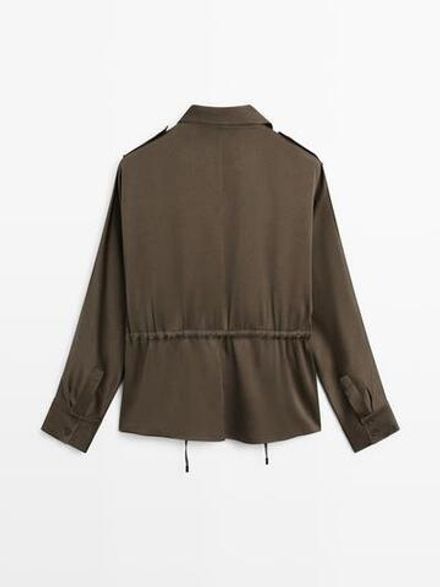 Massimo Dutti Рубашка свободного кроя с поясом, коричневый