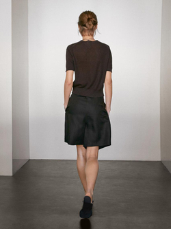 Massimo Dutti Кардиган из 100% льна с короткими рукавами, коричневый