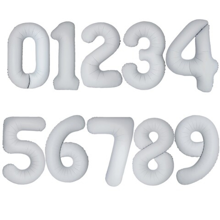 Фольгированные цифры в белом цвете 66 см / 102 см