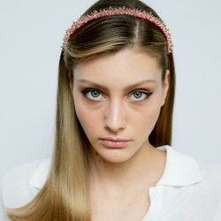 Ободок красный с хрустальным декором