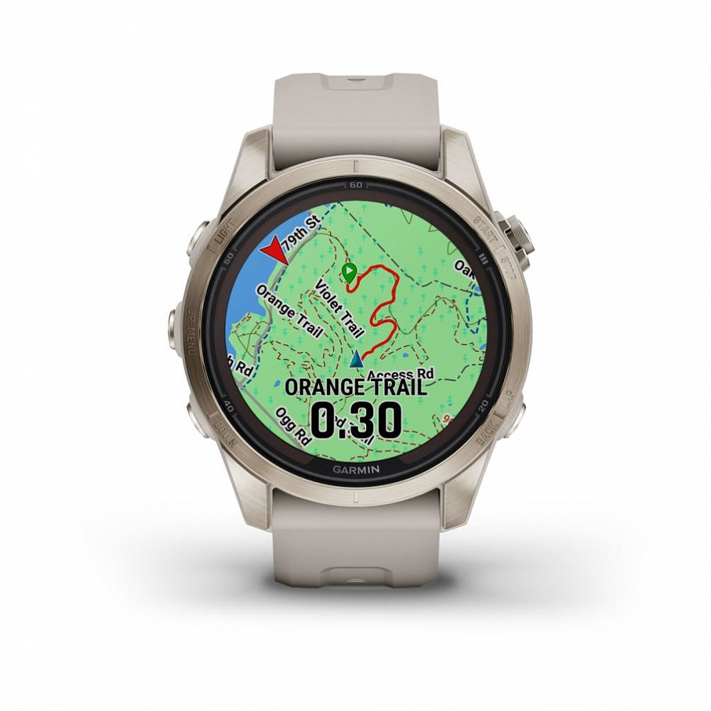 Смарт часы Fenix 7S Pro Sapphire Solar золотистый корпус со светло-песочным ремешком