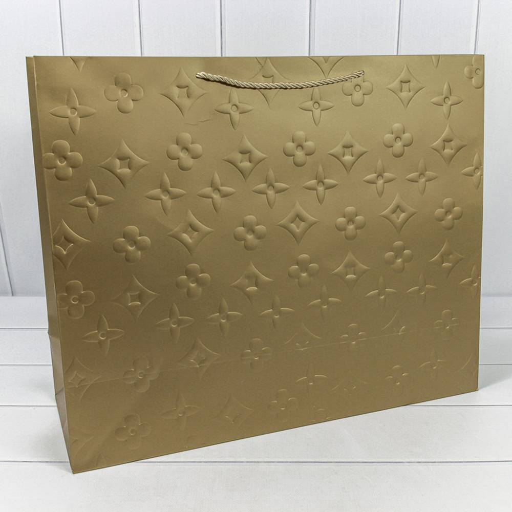 Пакет подарочный 55х45х20см Фигуры и узоры "Узор" (Золотой)