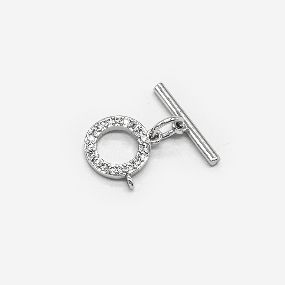 Замок тогл "Сверкающий", 11*11мм, фианиты, родирование