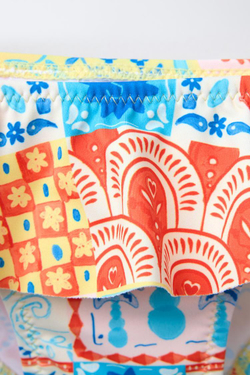 ZARA ПЛАВКИ С ПРИНТОМ И ВОЛАНАМИ, КОРАЛЛОВЫЙ