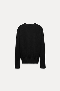 ZARA БАЗОВЫЙ ОДНОТОННЫЙ ДЖЕМПЕР, ЧЕРНЫЙ