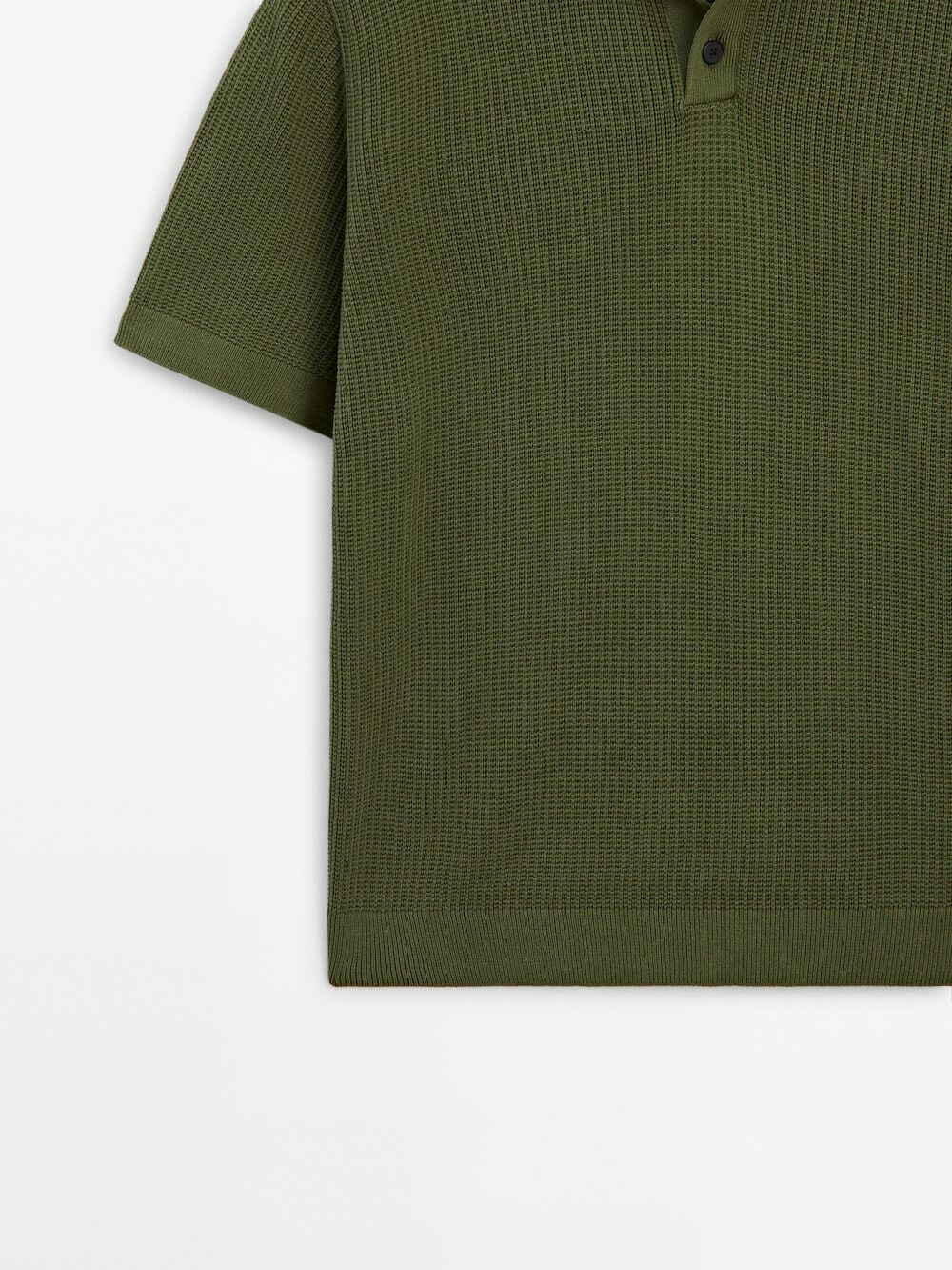 Massimo Dutti Трикотажная рубашка-поло с короткими рукавами, зеленый