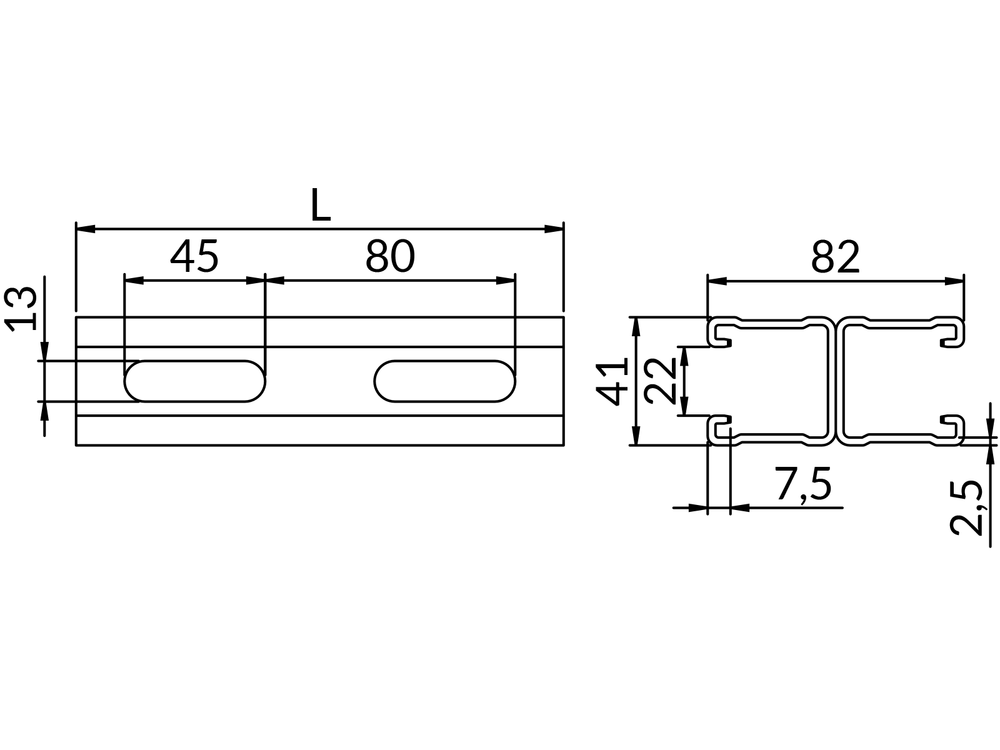 Профиль монтажный ZCH 41х82Dх2,0