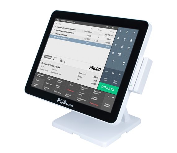 Сенсорный моноблок POScenter Atlas (15&quot;, PCAP, J4125, RAM 4Gb, SSDM2 128Gb, MSR) без ОС, БЕЛЫЙ