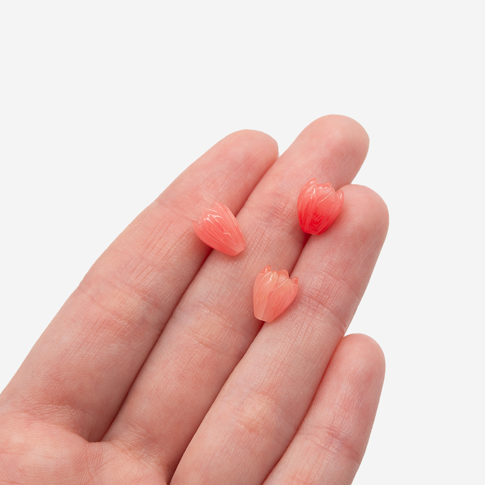 Подвеска резная "Магнолия", 8,5*6,5мм, коралловая пудра