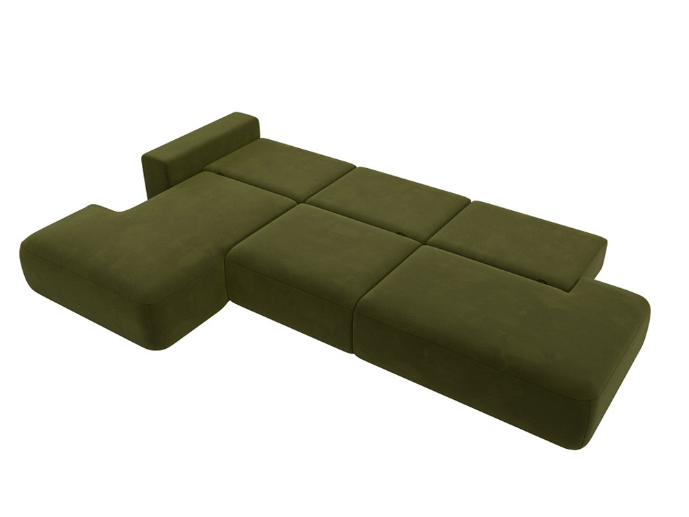 Диван угловой Лига-036 НПБ Модерн Лонг левый угол МИКРОВЕЛЬВЕТ Зеленый