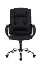 Кресло руководителя Бюрократ T-800N черный кожа крестов. металл хром