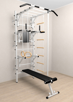 Шведская стенка Sv Sport усиленная 627 (Турник рукоход/Брусья/Стойка/Скамья/Канат/Кольца/Лестница)