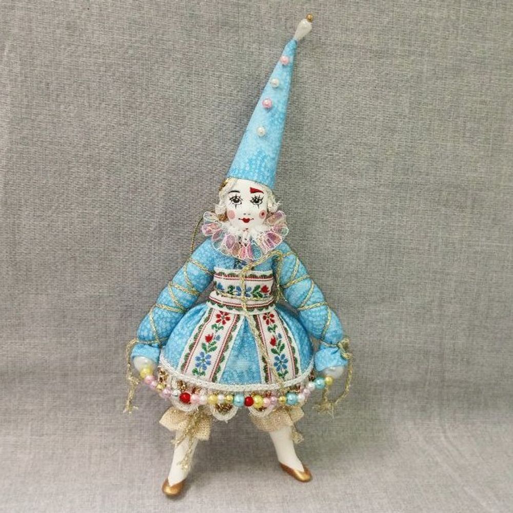 Ёлочная игрушка Клоунесса в высоком колпачке