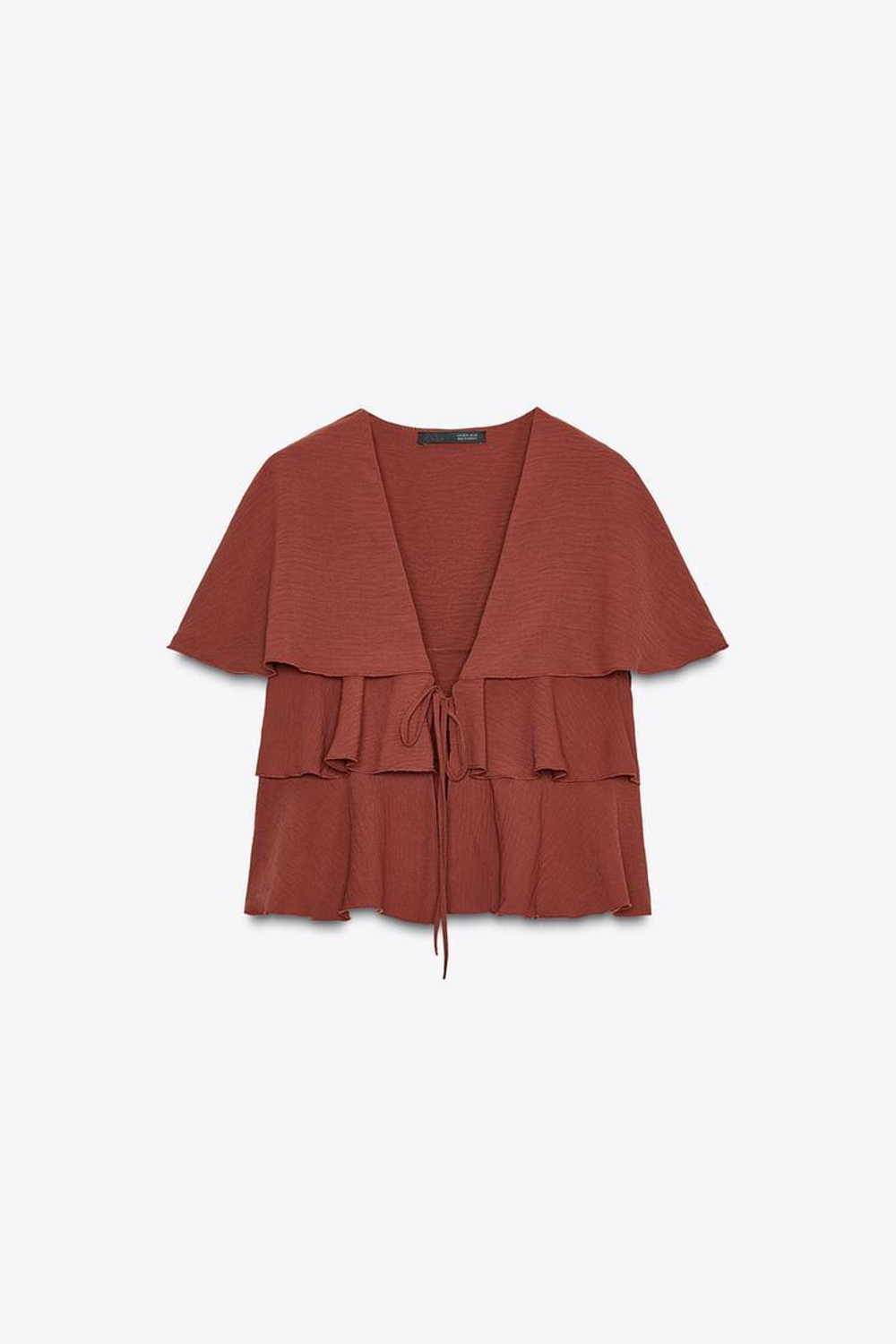 ZARA ТОП-КЕЙП С ВОЛАНАМИ, МЕДНЫЙ