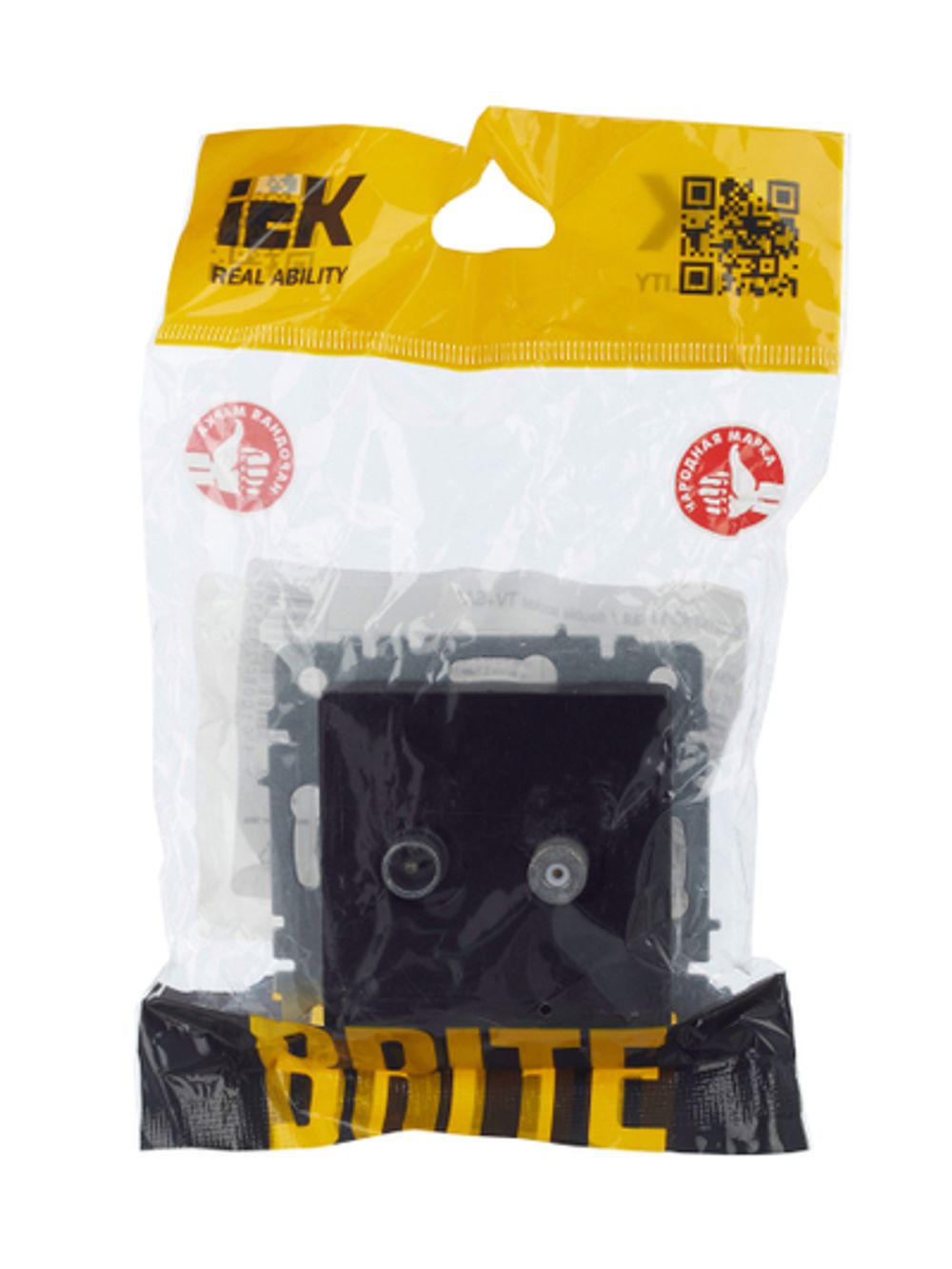 BRITE Розетка двойная TV+SAT РТВ/РСп12-БрЧ черный IEK