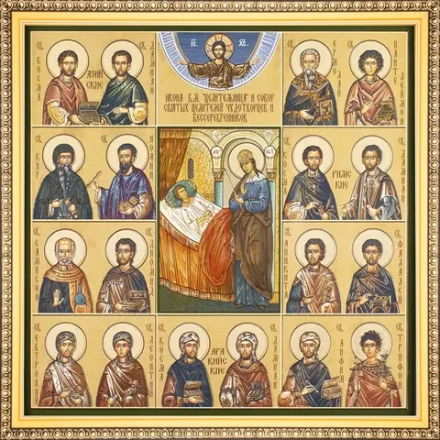 Икона БМ "Целительница", рама 28х28, в коробке