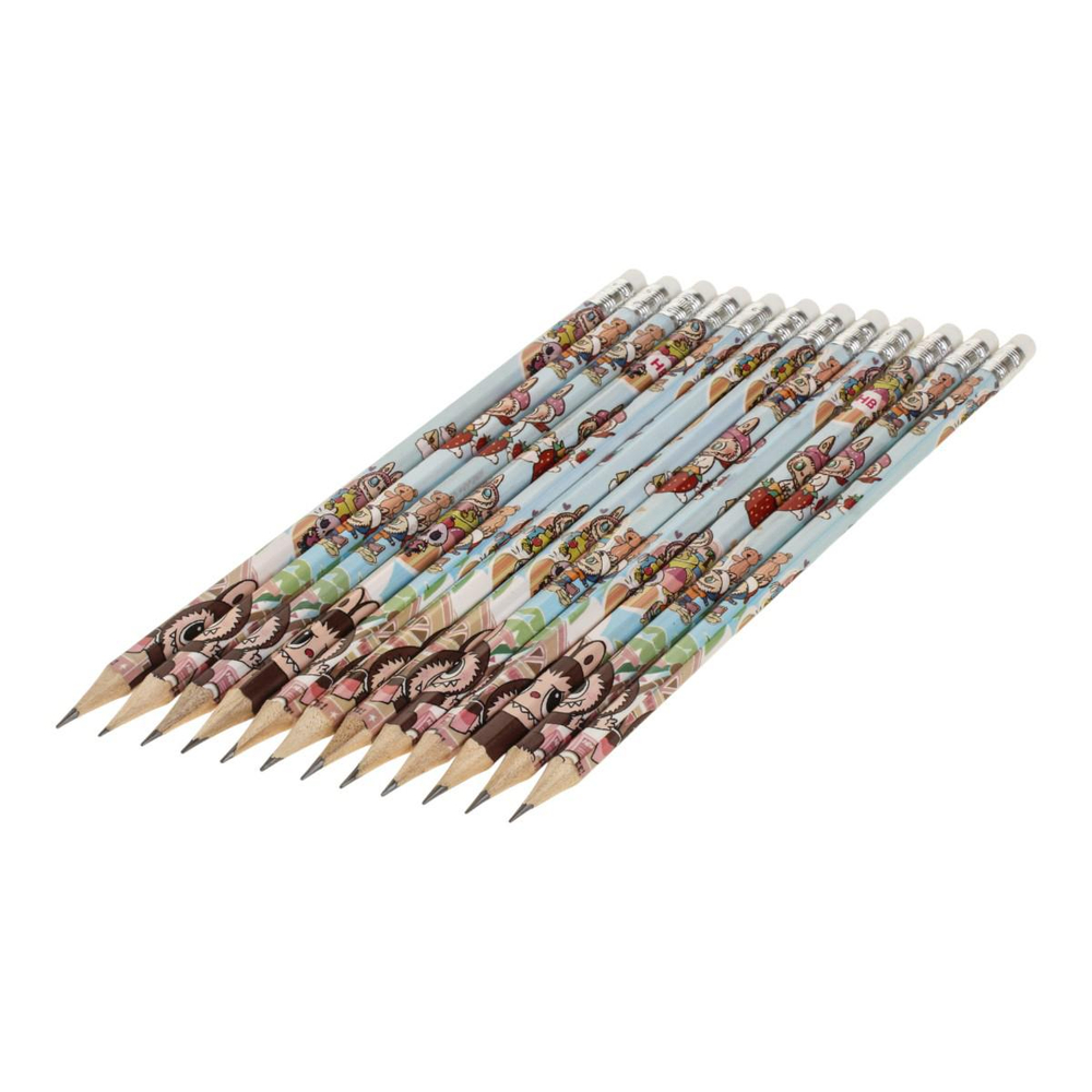 Карандаш ч/г НВ дер. "Зубастик" с ластиком, корп. шестигран. (Mazari) (Комплект 12шт.)