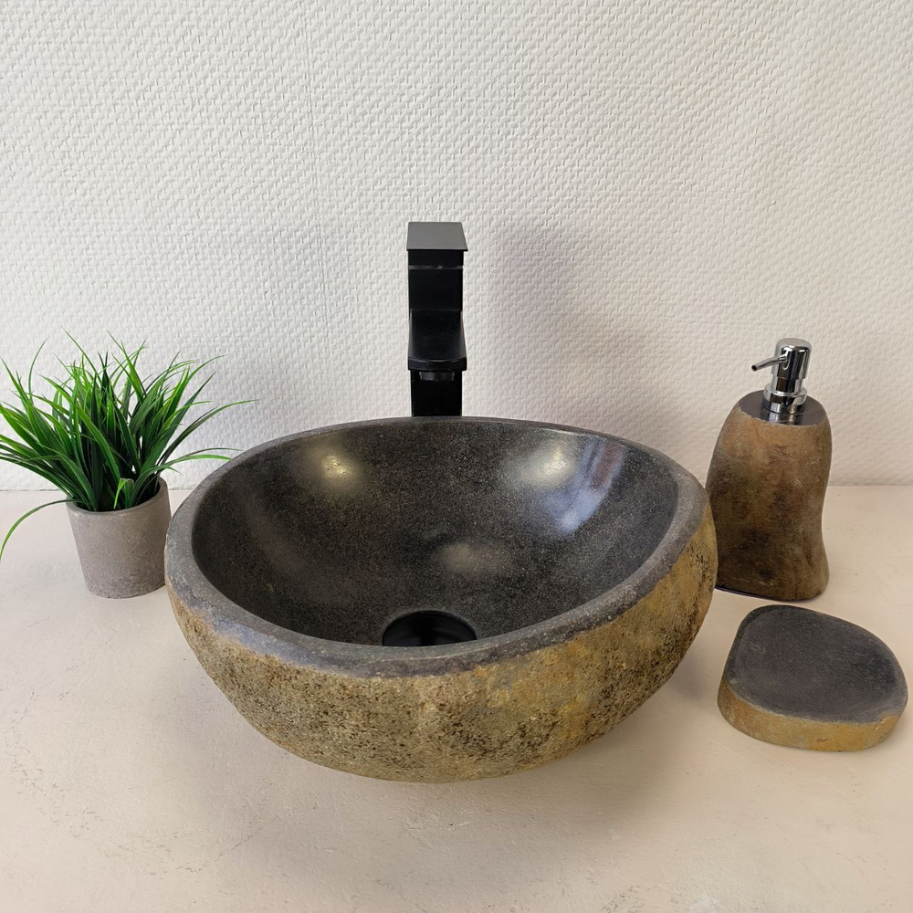 Раковина из речного камня RS-66030 36х32х15 из натурального камня