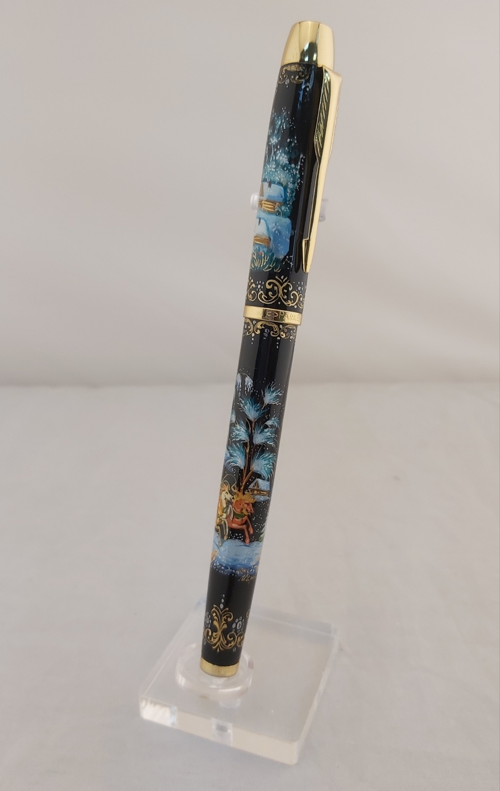 Ручка с ручной росписью Палех "Сказочная тройка" в футляре