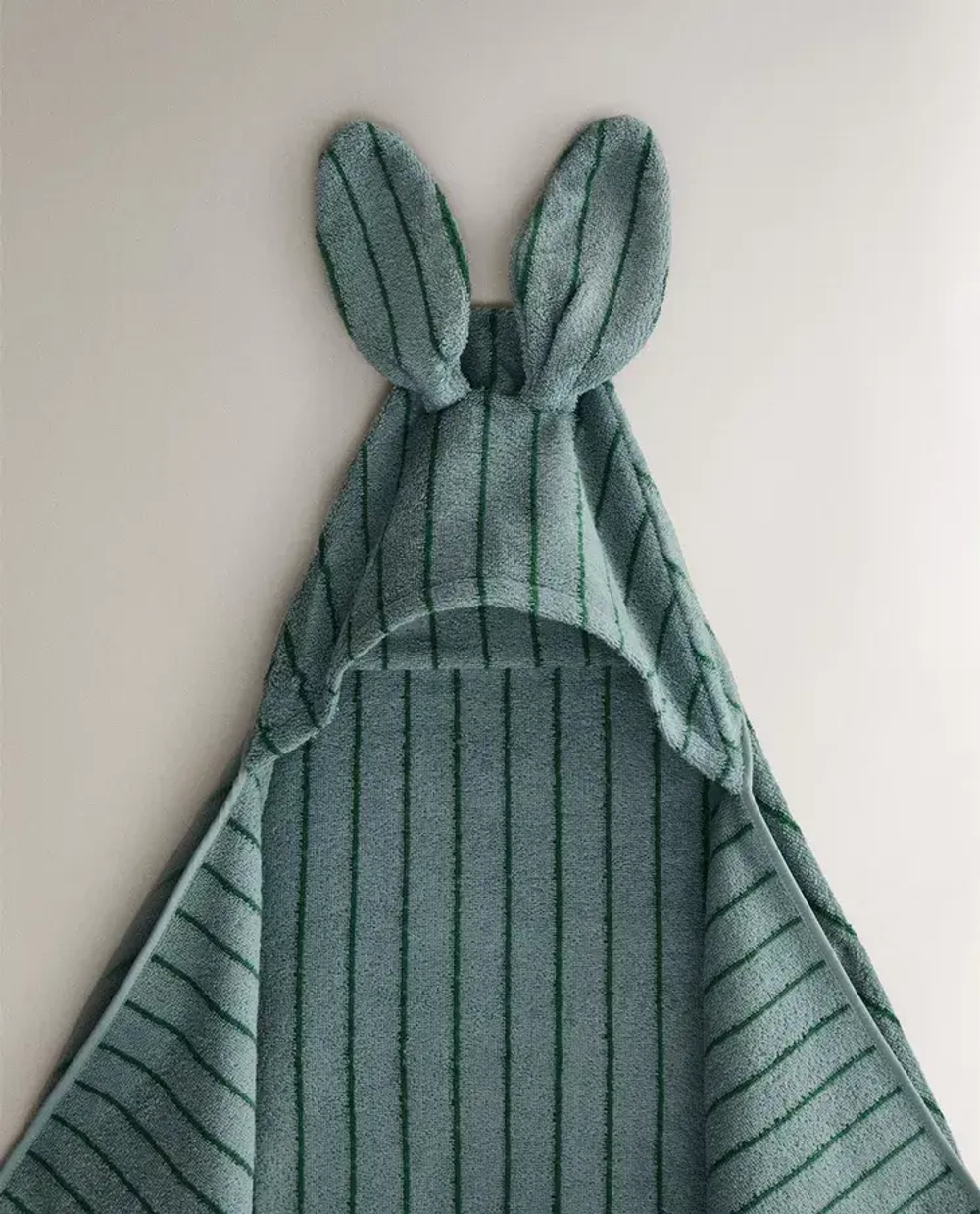 ZARA HOME ДЕТСКОЕ ПОЛОТЕНЦЕ С КАПЮШОНОМ В ПОЛОСКУ, СИНИЙ