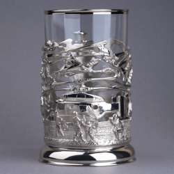 Подстаканник "Вертолеты" с никелированием (художественное литье) в футляре