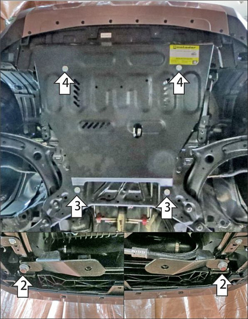 Защита картера Двигателя, КПП. 2 мм, Сталь. для Haval H3 2024-н.в. MOTODOR.73108