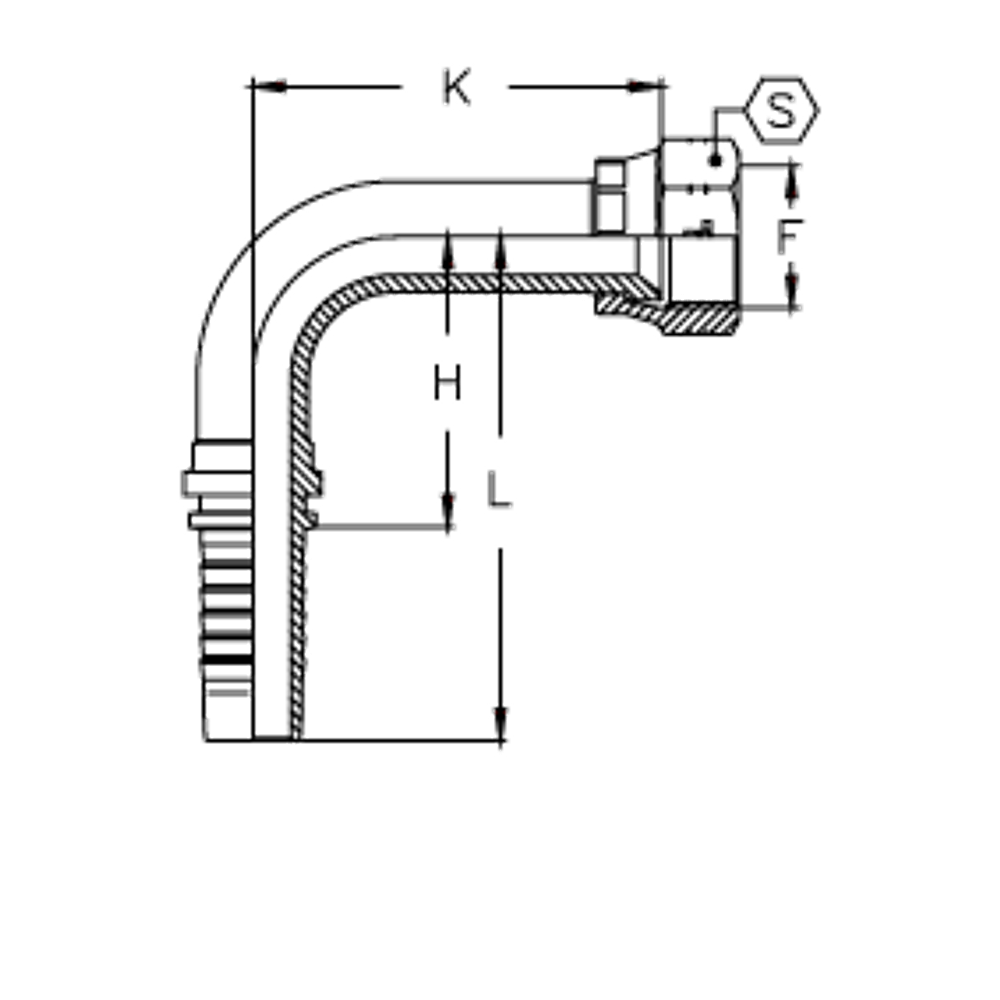 Фитинг DN 16 JIC (Г) 1.1/16 (90) удлинен.