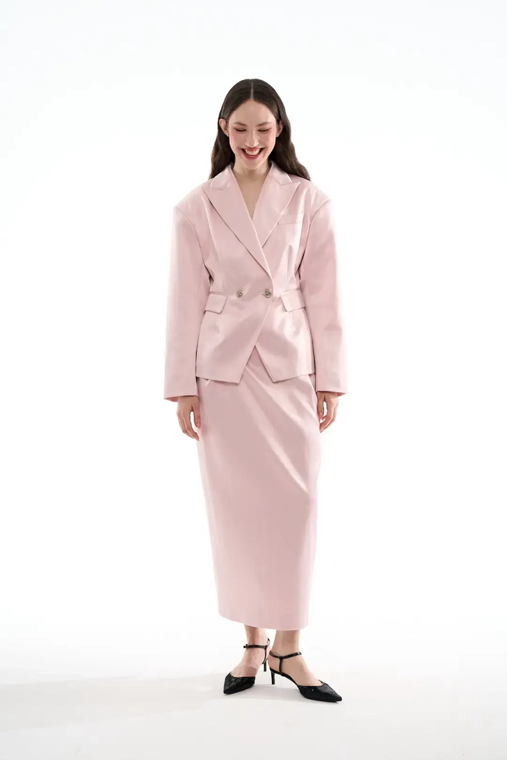 Юбка-карандаш атласная розовая