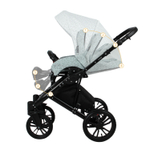 Коляска 2в1 Indigo MIO mi 03 (шалфей кожа+зеленый узор)