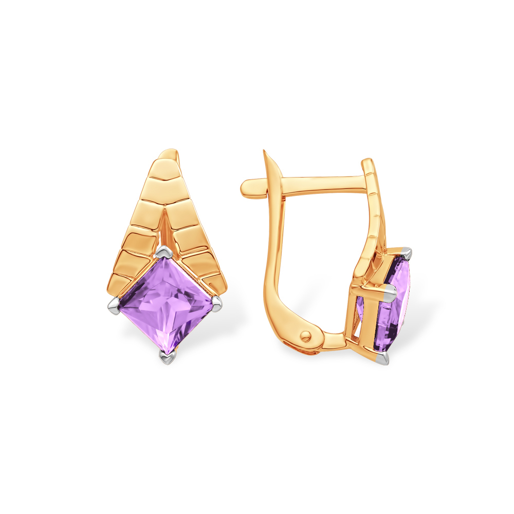 Серьги из золота 585 пробы с аметистом