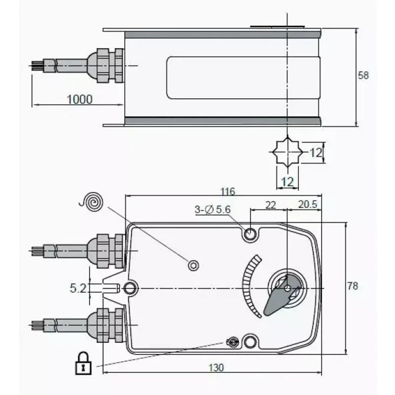 Электропривод UCP UB-230-03 с возвратной пружиной