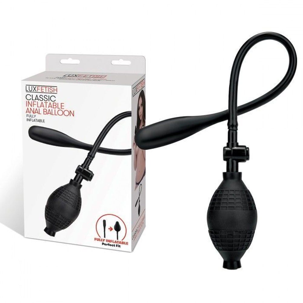 Черный надувной анальный шар с грушей-насосом (Цвет: черный)